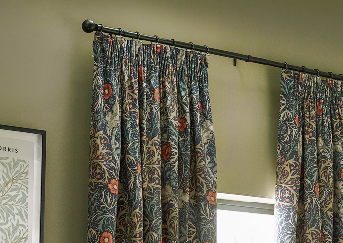 Seaweed Pencil Pleat, Indigo - Ready Made Curtains - Image 9